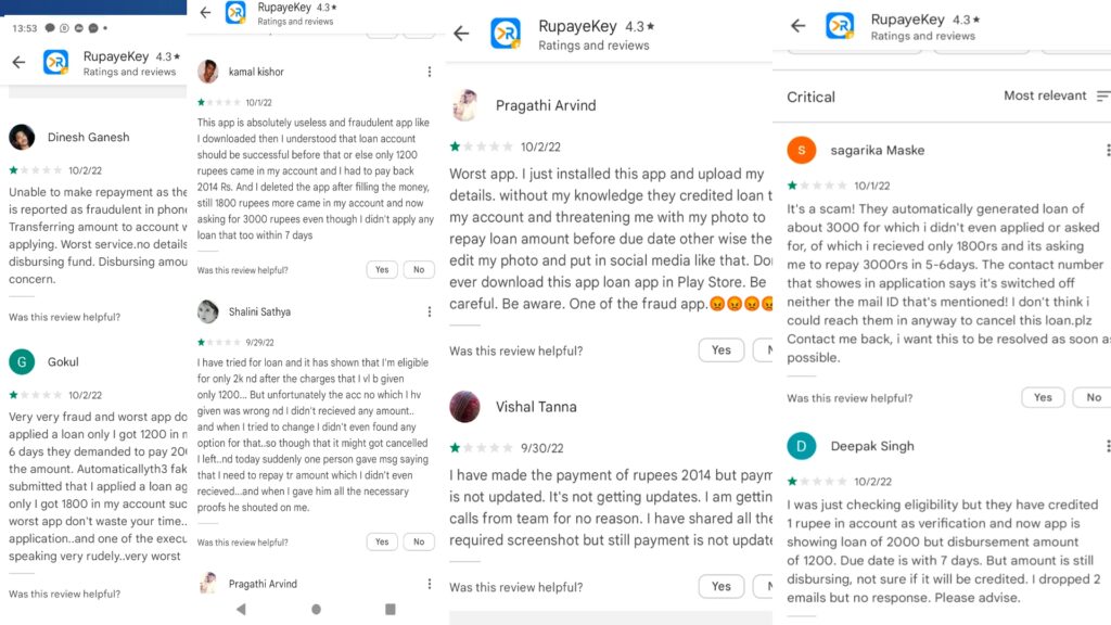 Rupayekey loan app Customer Reviews