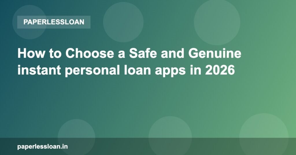 How to Choose a Safe and Genuine instant personal loan apps in 2026